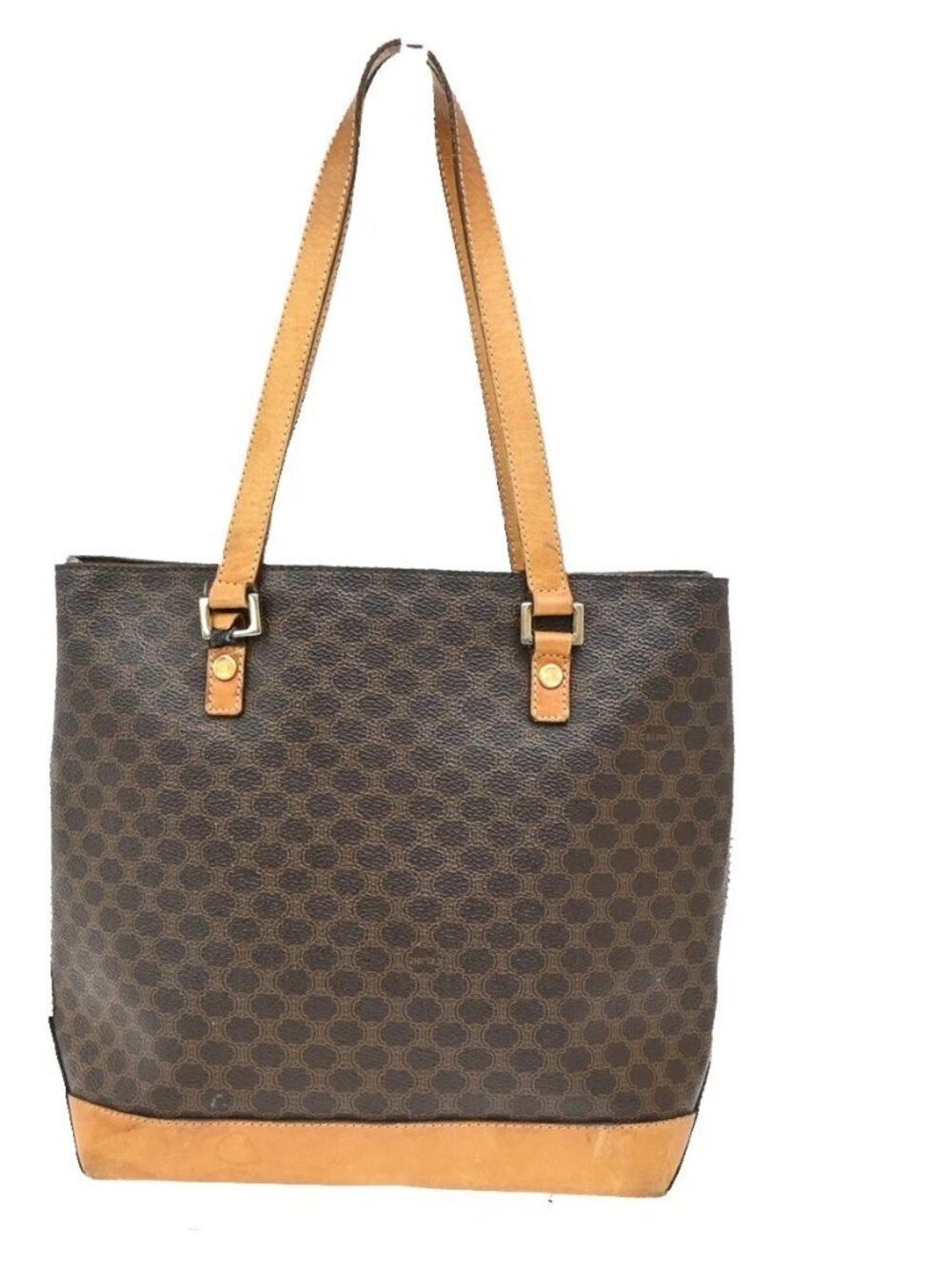 CELINE Logo Macadam Pattern Shoulder Tote Bag PVC Leather Brown Italy 04KP161